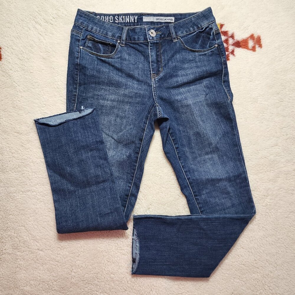 DKNY Jeans Soho Skinny Blue Dark Wash Mid Rise Size 4 (28x27) Stretch